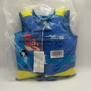 Child’s Personal Floatation Device Jacket Swim Aid Shark Crab Blue 4-6y 33-45lb